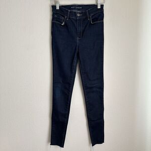 Mott & Bow Jeans Womens 24x27.5 High Rise Skinny Jane Blue Raw Hem‎ Stretch
